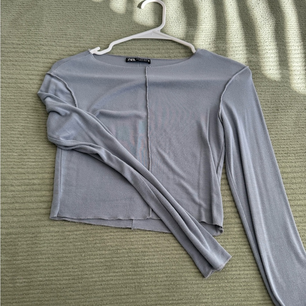 Zara Silver Long Sleeve Women's Tee